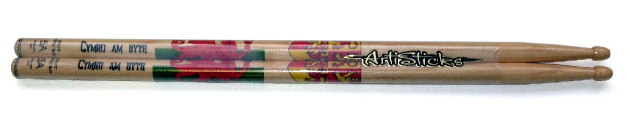 Hotsticks Artisticks Wood Tip 5A Drumsticks - Welsh Flag