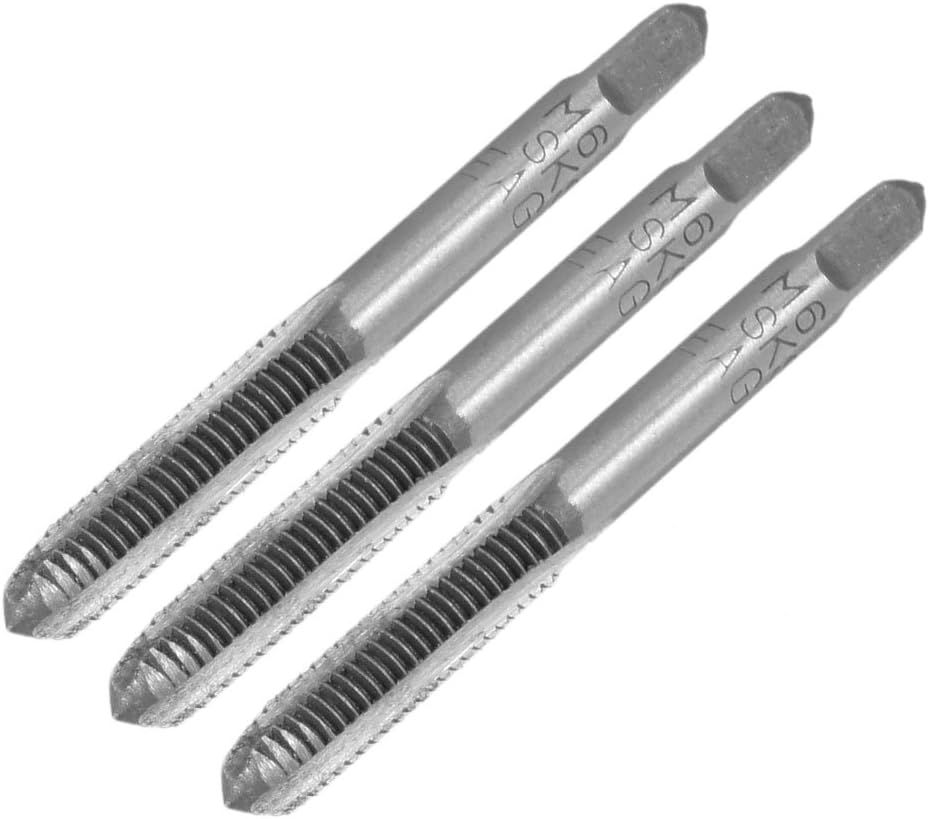 Sourcingmap a12091200ux0883 M6 x 1.0mm Pitch Taper and Plug Metric Tap (3 Pieces), Silver
