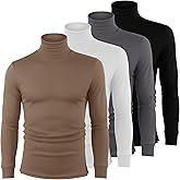 August Alley 4 Pack Men's Turtleneck Long Sleeve with Cuffs, Thermal Basic Tops Undershirt Pullover