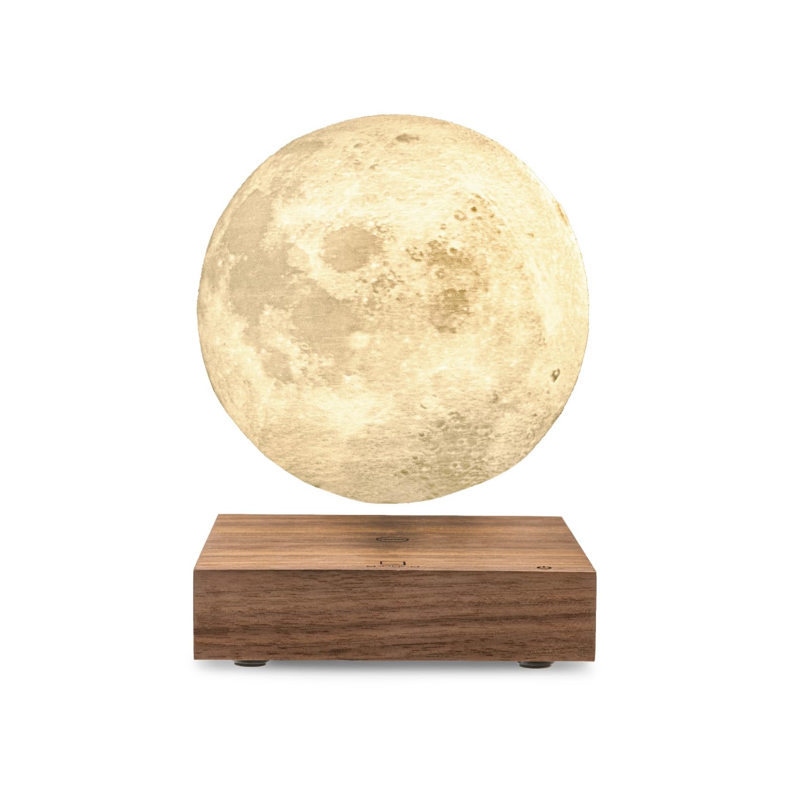 Gingko Design Smart Moon Lamp – 3D Printed LED Lunar Light with Walnut Wood Base – Rechargeable Floating Magnetic Moon Night Light for Home, Office, Bedroom, Gifts & Decor