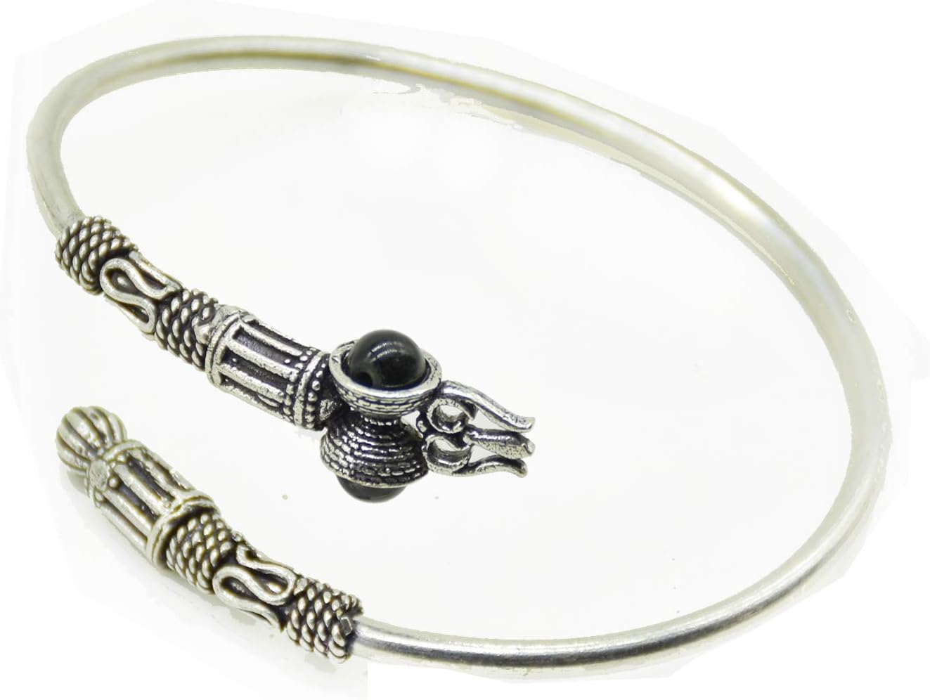 saissa Oxidized Metal Silver Plated Trishul Damroo Indian Kada Bangle Bracelet Jewelry for Women