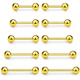 Eakxnig 14G 16G Tongue Nipple Piercing Jewelry Surgical Steel Sterling Silver Nipple Rings Tongue Rings Bridge Piercing Long Metal Short Straight Barbell 12mm 14mm 16mm 18mm 22mm