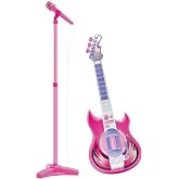 Contixo TG4 Musical Guitar and Microphone Set for Kids, Purple Electric Guitar Toys Starter Kit with Adjustable Height Microphone Stand, Karaoke Toy for Girls, Boys, Toddlers Christmas Birthday Gift