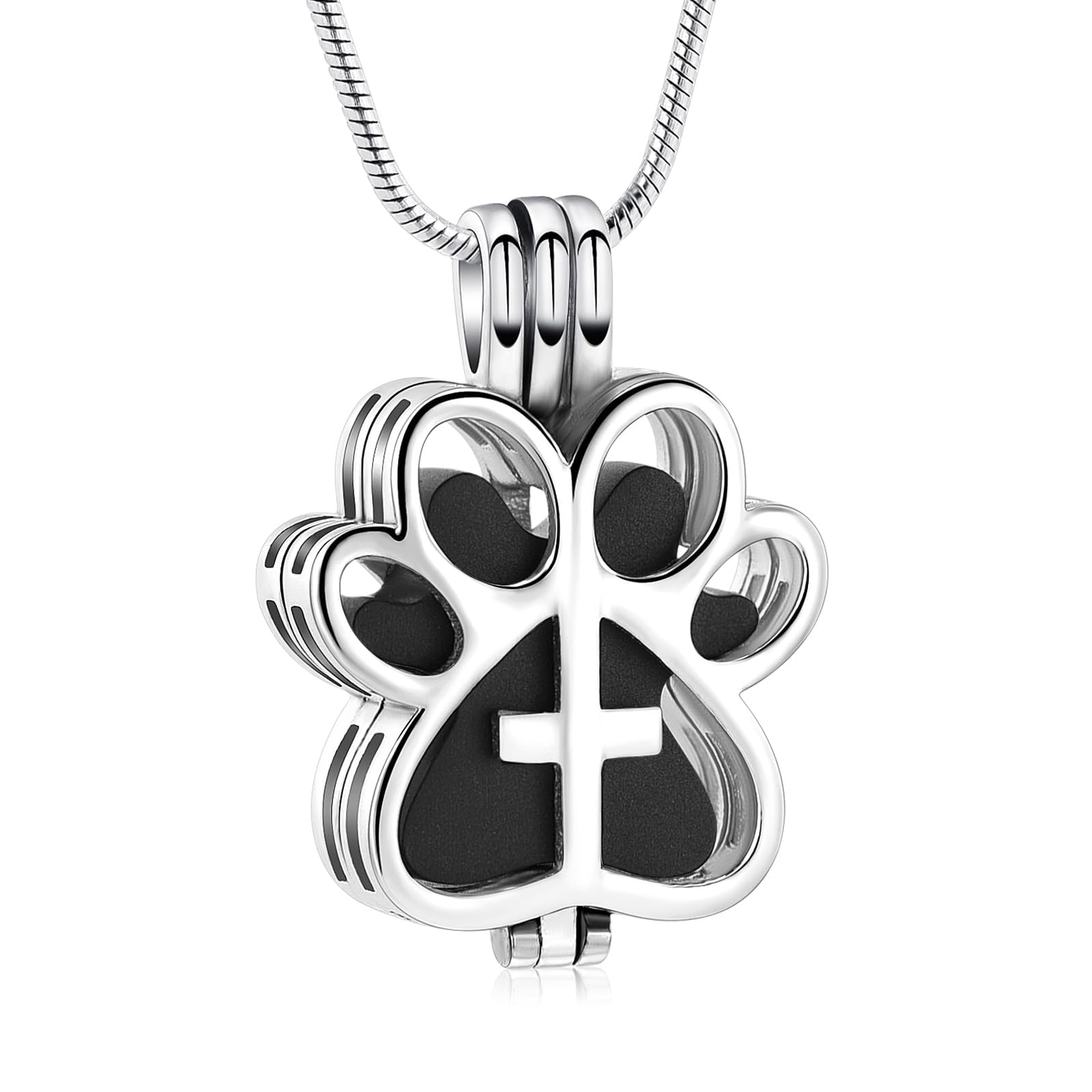 Pet Cremation Jewelry for Dog/Cat Paw Stainless Steel Memorial Locket Urn Necklace with Hollow Urn Cremation Jewelry for Ashes