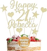 EDSG Personalised Cake Topper Multicolour Glitter Happy Birthday Any Name Any