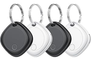 AJBLG Air Tracker Tags-4 Pack, Bluetooth Tracker Works with Apple Find My APP (iOS Only), Bluetooth Smart Air Tag Keys Finder and Item Locator for Keys, Bags, Luggage, Wallet, Replaceable Battery