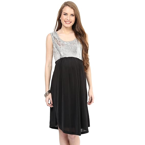 Maternity Dress Party Silver-Black