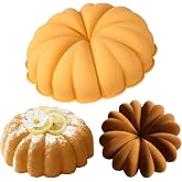 Pumpkin Silicone Bundt Cake Pan 9 Inch Large Pumpkin Shaped Silicone Mold Nonstick Baking Cake Mold for Thanksgiving Halloween Cakes Loaf Muffin Brownie Chocolate Pie Bread Pudding Jelly Soap (1 Pcs)