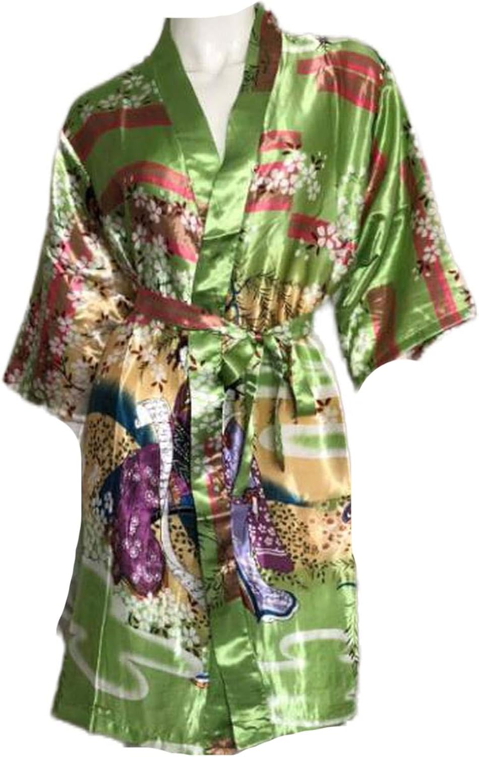 Accappatoio In Raso Donna - Kimono Sexy Con Scollo A V, Vestaglia Leggera, Multiple Taglie