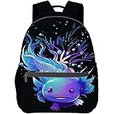 MIEPOS Cute Axolotl Backpack,Lovely Axolotls Polyester Backpacks, Lightweight Double Shoulder Back Pack for Kids Teens,Animal Dark Bookbag, School Bag Gifts,Casual Travel Daypack Book Packs