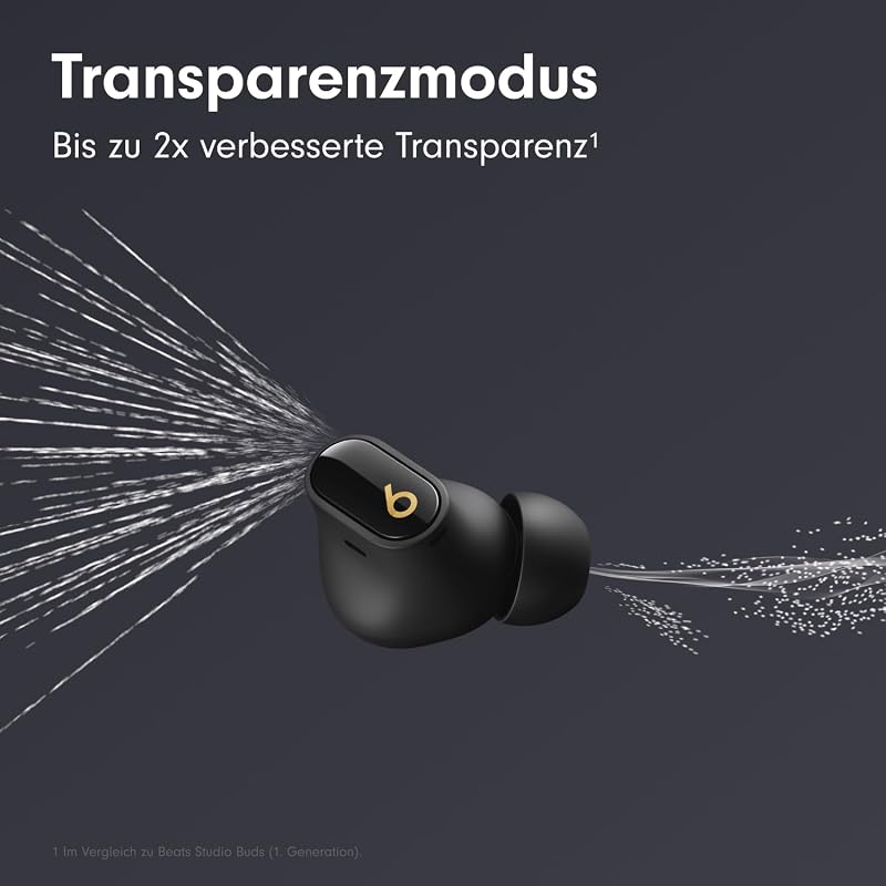 Studio Buds + | Komplett kabellose Noise Cancelling In-Ear Kopfhörer, verbesserte Apple & Android Kompatibilität, eingebautes Mikrofon, Schweiß-beständige Bluetooth - Schwarz/Gold