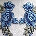 2 Pcs Red Green Flower Applique Embroidered Patch Collar Floral Appliques Sew on Patches Sewing DIY Clothing Accessories Craft Kids Clothing Hat Bag Decor (Blue-Green)