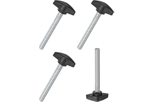 M METERXITY 4-Pack Thumb Screws, M8x60mm Tee Wing Knobs, Plastic T Handles Clamping Knob for Woodworking/Machinery/Equipment, Tightening Thread Thumbscrew [Black]