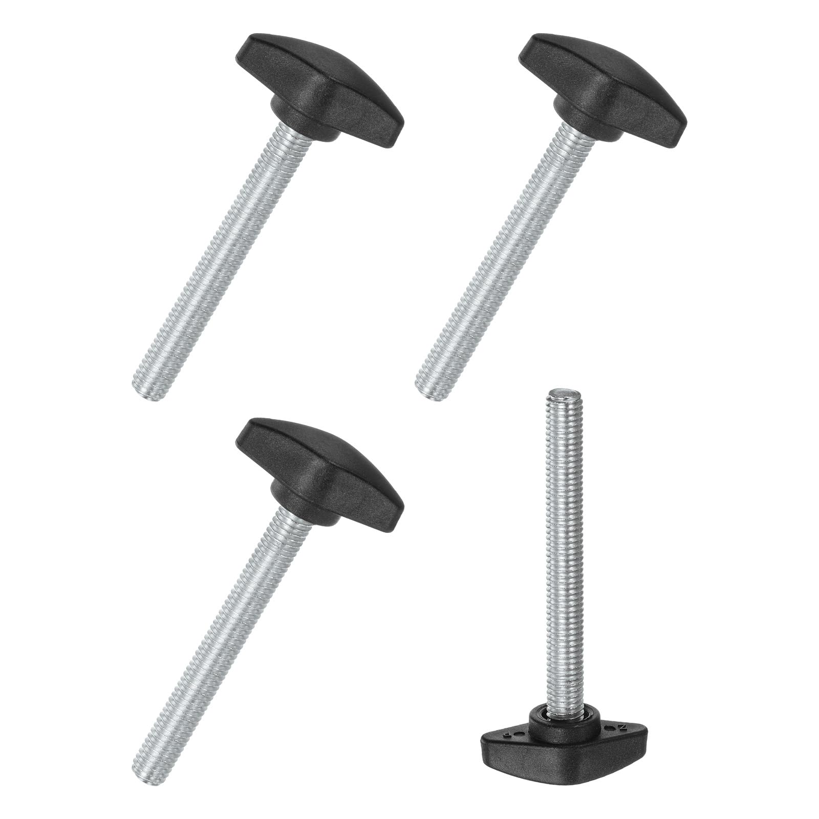 M METERXITY 4-Pack Thumb Screws, M8x60mm Tee Wing Knobs, Plastic T Handles Clamping Knob for Woodworking/Machinery/Equipment, Tightening Thread Thumbscrew [Black] — image 1