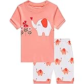 Popshion Baby Girls Pajamas Short Sleeve Cotton Jammies Toddler Girl Summer Clothes Short Sets 2 to 10 Years