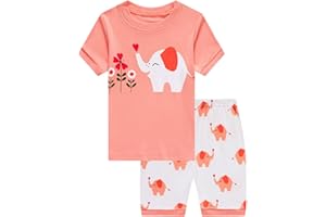 Popshion Baby Girls Pajamas Short Sleeve Cotton Jammies Toddler Girl Summer Clothes Short Sets 2 to 10 Years