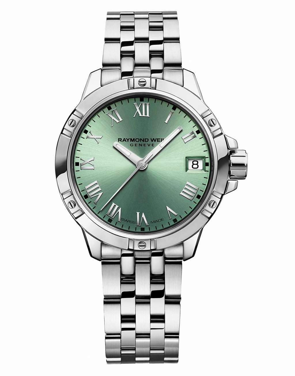 RAYMOND WEIL Tango Classic Women's Watch, Quartz, Green Dial, Roman Numerals, Stainless Steel Bracelet, 30mm (Model: 5960-ST-00520)