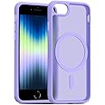Magnetic for iPhone SE Case 2022/3rd/2020/2nd gen, iPhone 8 & iPhone 7 [Compatible with Magsafe] Shockproof Slim Translucent Matte Protective Phone Case - Light Purple