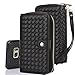 Galaxy S7 Edge Case, TabPow Wave Zipper Cash Slot Series - [Card Slots][Button Closure] Flip PU Leather Wallet Case Cover with Detachable Magnetic Hard Case for Samsung Galaxy S7 Edge (Black)