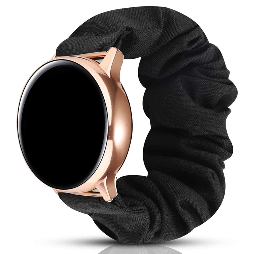 Miimall Compatible with Samsung Galaxy Watch 5 44mm 40mm/5 Pro/Galaxy Watch 4/4 Classic/3/Active 2 Strap Scrunchie, 20mm Elastic Wristband Pattern Printed Fabric Bracelet Band for Women Girls- Black