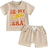 WZTYYDS Baby Girl First Birthday Outfit In My One Year Old Era Top Short Sleeve 1st Birthday Shirt + Casual Shorts Set