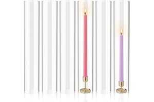 DNANAOL Hurricane Candle Holder - 6 Pcs 2.5" W x 14" H Hurricane Glass Candle Holders Tall Candle Cylinder Glass Candle Holder Clear Open Candle Cover for Wedding Party Christmas Home Decor