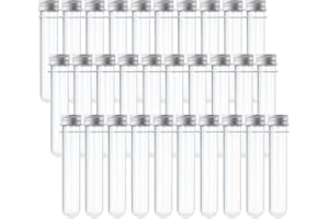 BTSD-home 25x140mm(40ml) Plastic Test Tubes with Screw Caps for Gumball Candy Storage, Bath Salt Vials, Hot Cocoa Containers, Bridal Shower, Baby Shower, Wedding, Kids Birthday Party Favors（30 Pack）