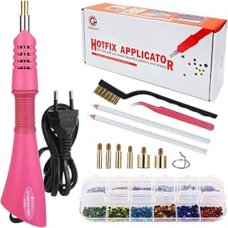 Genround Hotfix Applikator, Strassstein Applikator Werkzeug Hotfix Strass Applikator mit 1380stück Strassstein/Aufbewahrungskiste/Pinzette/Edelsteine, die Stift auswählen für Kleidung Schuhe Bag Card