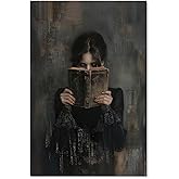 Haitunone Victorian Feminine Reading Wall Art Dark Academia Moody Books Poster Antique Oil Painting Canvas Prints for Book Lover Gifts Bedroom Gallery Wall Decor 16x24 inch Unframed