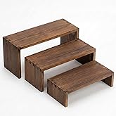 Jerbikas 3-Tier Wood Display Risers – Versatile Food Display Risers for Party, Desktop Organizer for Home, Office & Kitchen, Multi-Purpose Wooden Shelf for Plants, Collectibles(9.5/8.5/7.5 in)