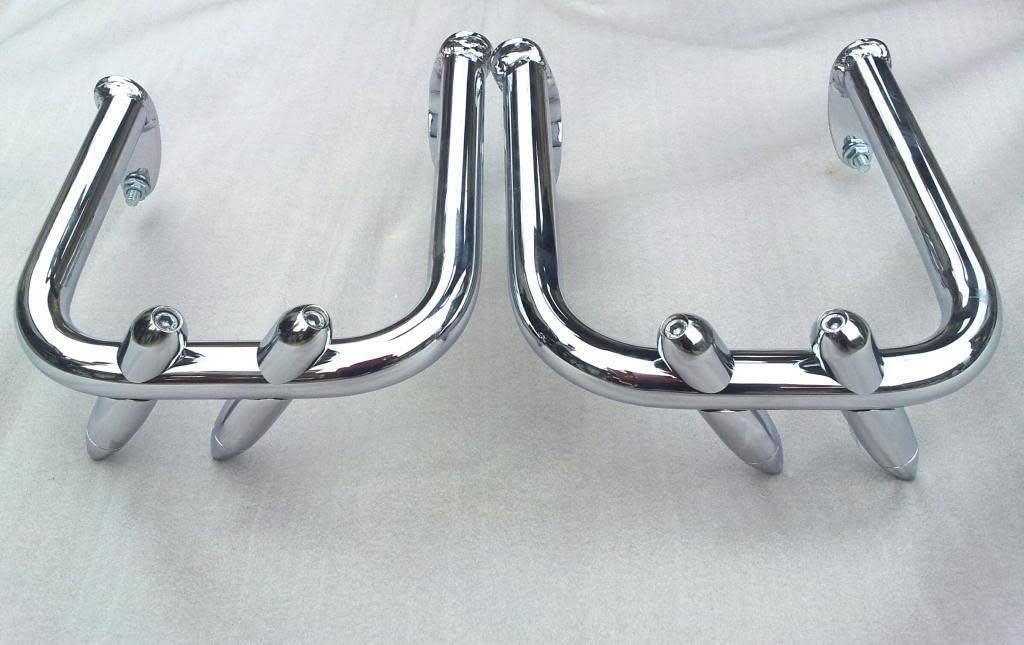 Hard Leather Chrome Sidebag Saddlebag Guards BAR YAMAHA Roadliner