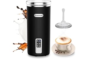 TIAGOWELL Milk Frother, 6-in-1 Electric Milk Frother and Steamer, 8.5oz/250ml Hot and Cold Foam Maker and Milk Warmer with Auto Shut-Off & Screen Display for Latte, Cappuccinos, Macchiato, Coffee (Black)