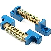 Bonsicoky Ground Bus Bar Terminal Block, 2Pcs | Screw Terminal, Brass, Electrical Grounding