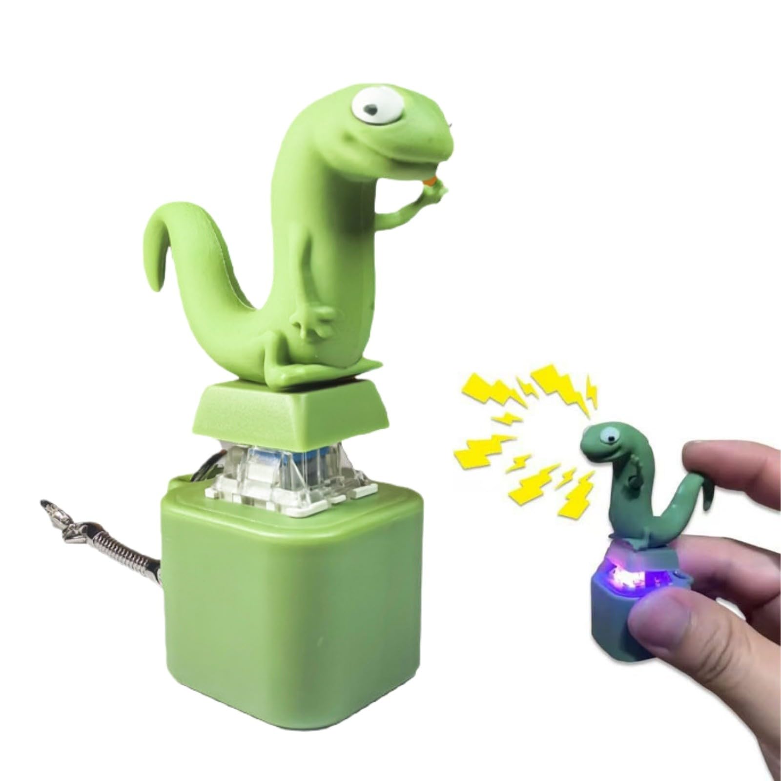 Lizard Keyring Sound,Lizard Button Keychain,Portable Anxiety Relief Keychain Button Toy,Fun Keyring with Colourful Lights,Keyboard Fidget Stress Reliever Toy with Unique Sound for Office Travel