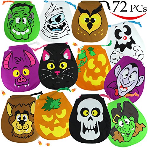 JOYIN Pack of 72 Halloween Drawstring Goody Bags for Halloween Treats Bags, Halloween Party Favors, Halloween Party Supplies