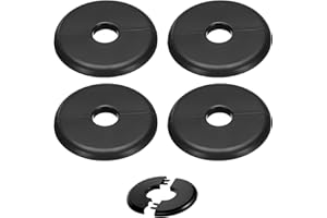 Qiyuda 4 Pcs Wall Split Flange Self-Adhesive Escutcheon Plate for Buckle 17mm / 0.6" Dia Water Pipe Faucet Decoration Plumbing Cover Plates, Black