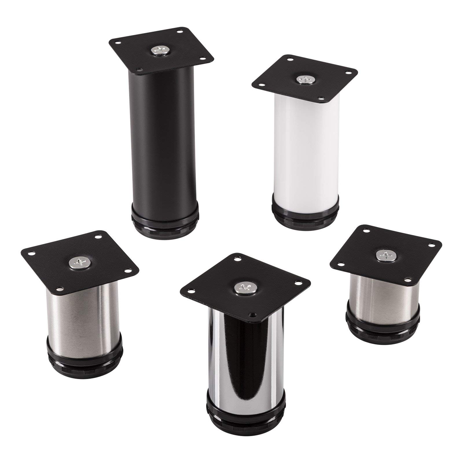 Set of 4 x SO-TECH® Furniture Foot Jimmy Real Stainless Steel Ø 50 mm/Height: 120 mm Stainless Steel Foot