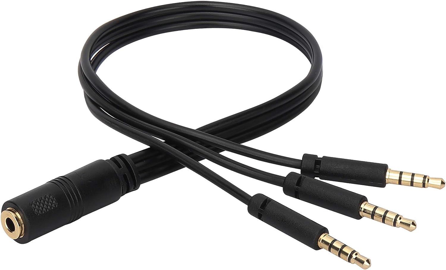 zdyCGTime 4-Pole 3.5mm 1/8" inch Female to 3 3.5mm Male Headset Mic & Stereo Audio Y Splitter Cable,3.5mm Audio Y Splitter Headphone Cable,for Smartphone to Soundbox Adapter.(30cm/1Pack)