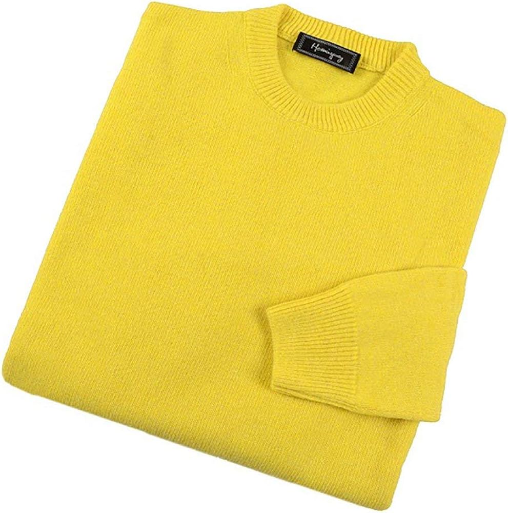 HEMINGWAY Mens Yellow Lambswool Crew Neck Jumper Amazon.co.uk Clothing