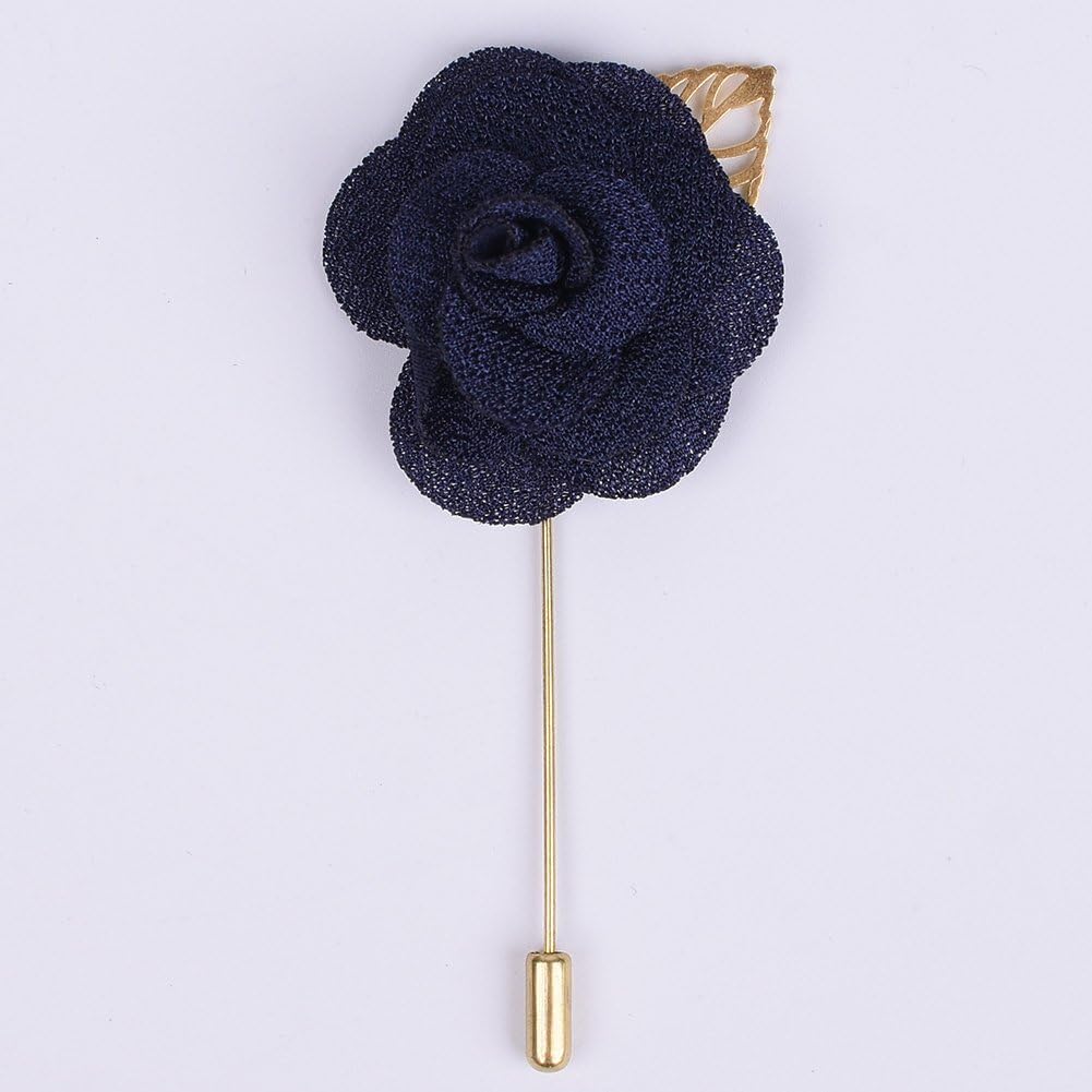 Fouriding Boutonniere Bridegroom Groom Men's Boutonniere Groomsmen Best Man Boutineer with Pin Brooch Corsage for Wedding Homecoming Prom Party Suit Decoration Navy Blue Pack of 4