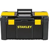 STANLEY 19 in. Essential Tool Box, Removable Tool Tray (STST19331) | Wide-opening lid, portable tool box and parts organizer, padlock eyes, durable plastic tool box, quick access