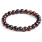 qanyue Natural Gemstone Stretch Round Beaded Bracelet, Elastic Smooth Beads Stone Bracelet Unisex