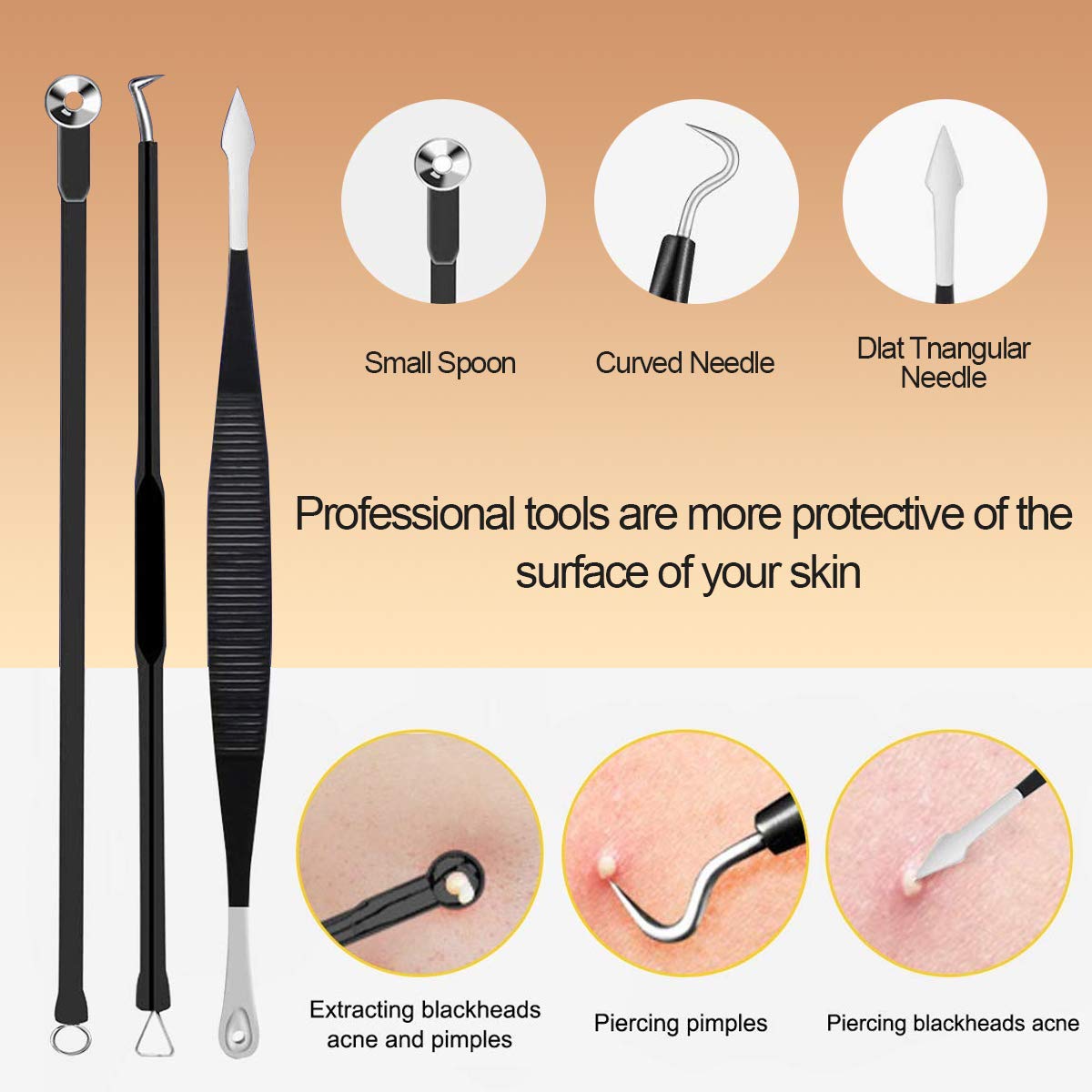 Blackhead Remover Tool Kit, Aooeou 10 Pcs Professional Pimple Popper Tool - Comedone Extractor Acne Removal Kit for Blemish, Whitehead Popping, Zit Removing for Nose Face: Beauty