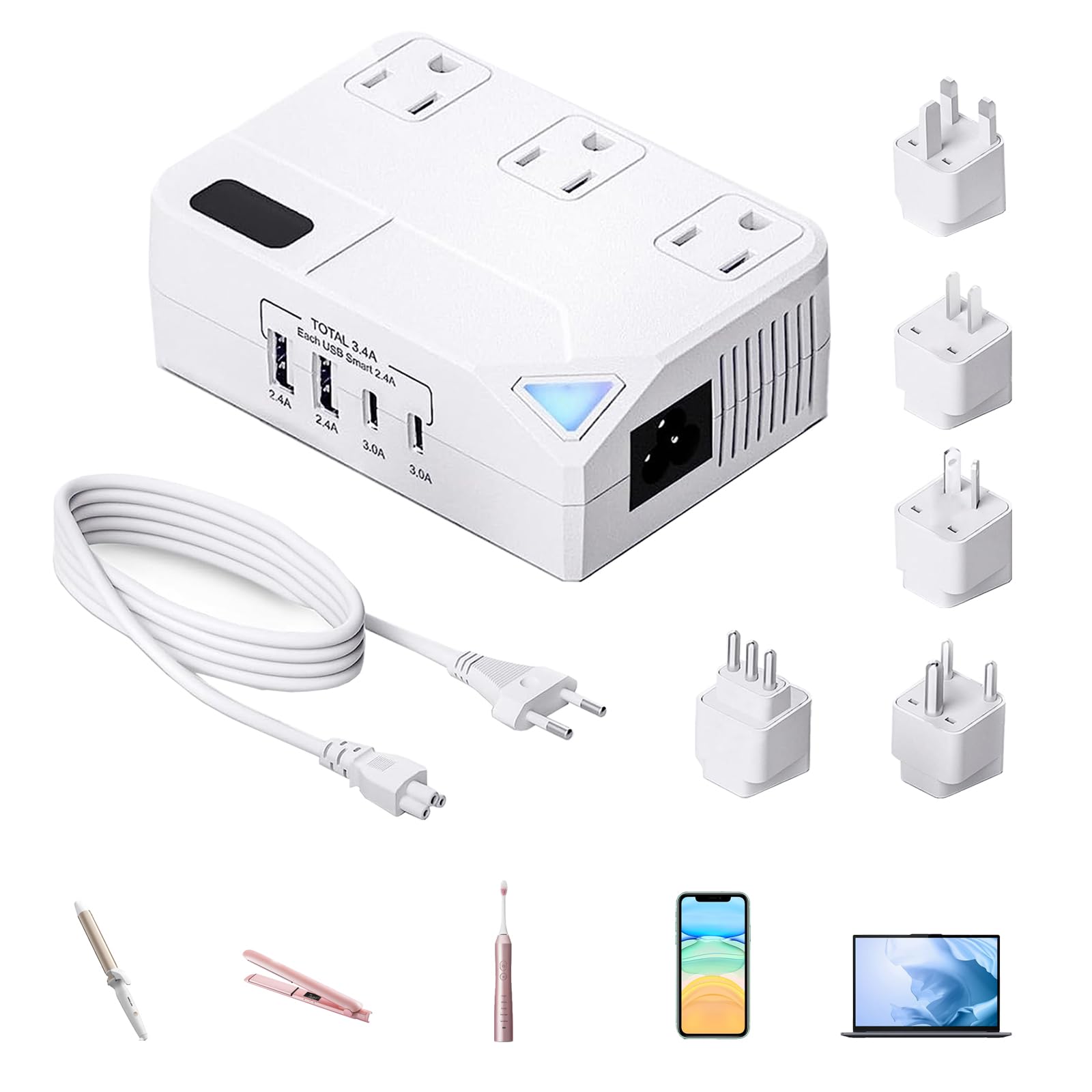 Photo 1 of ***MISSING PARTS***
Travel Voltage Converter Step Down, 250W International Power Adapter for Hair Straightener/Curling Iron, Including UK/US/EU/AU/IT/India Universal Plug Adapter (Off-White)