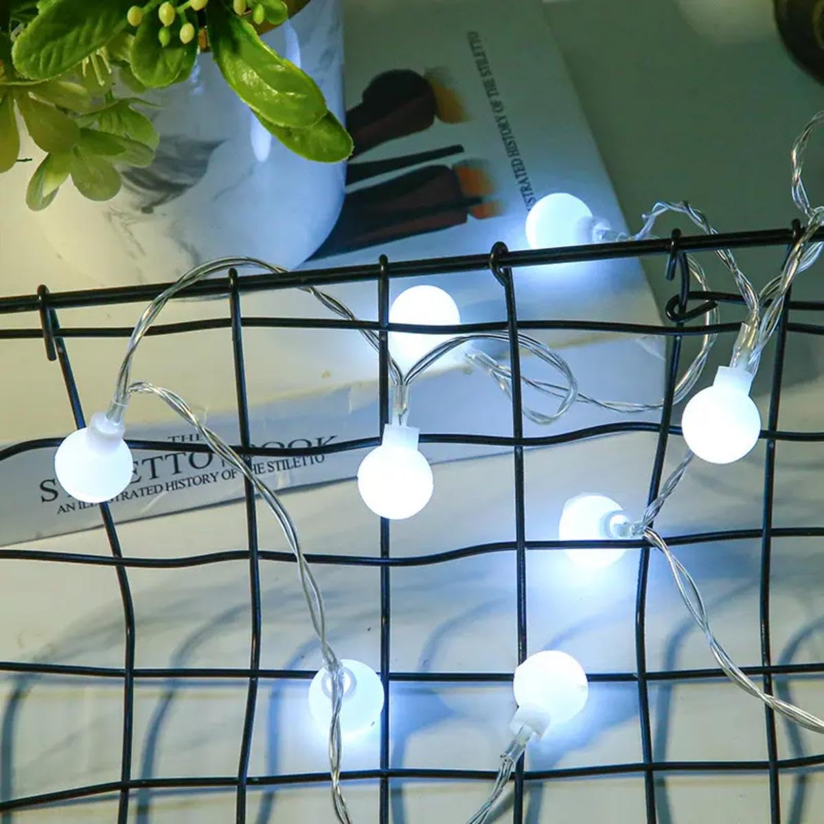 FANSIR Globe String Lights Waterproof, 10M 33ft 100 LED Plug in Fairy Lights, 8 Modes Christmas Light Mains Powered Outdoor Indoor Decorations for Bedroom, Patio, Gazebo, Garden Party(Cool White)