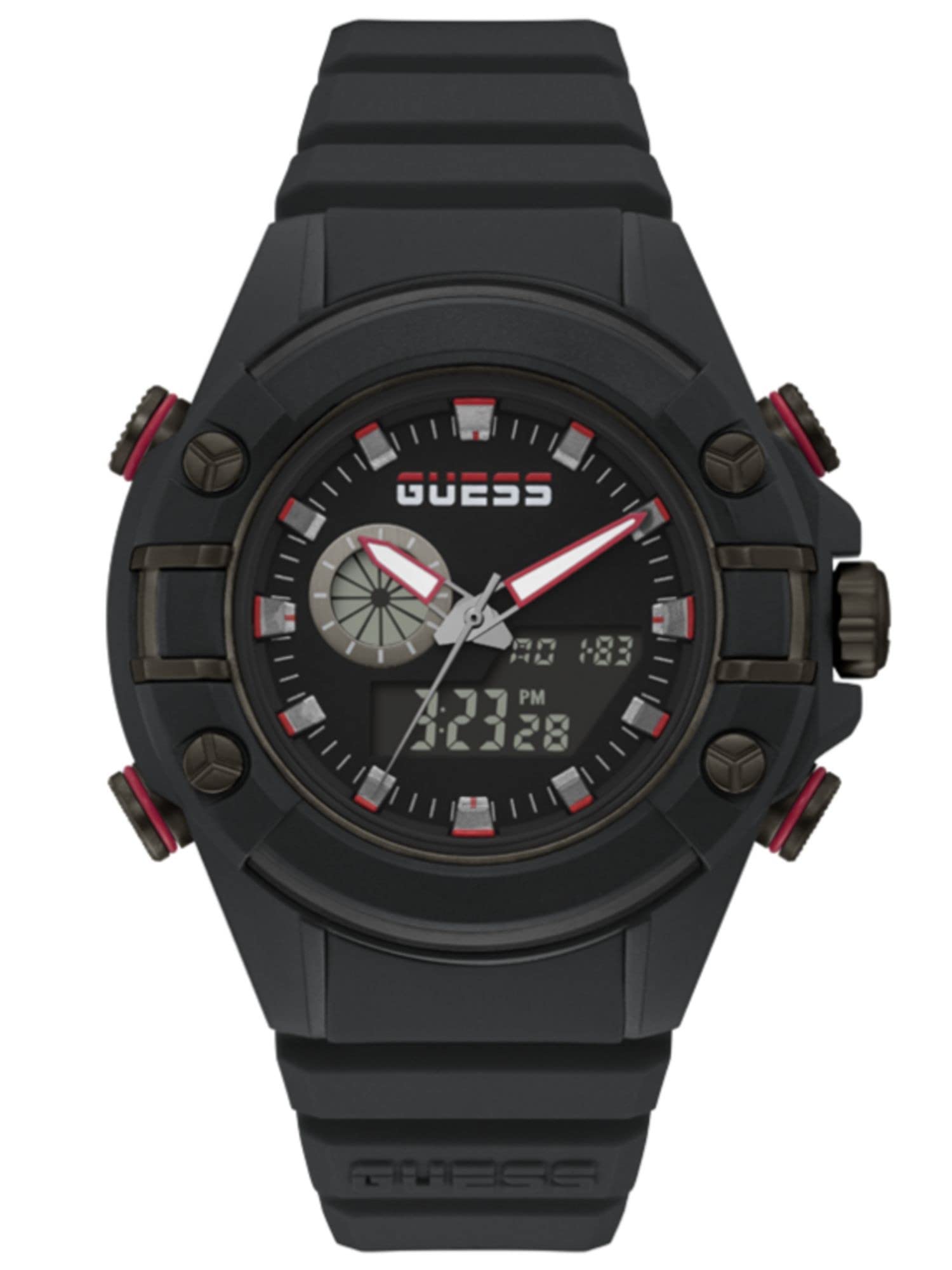 GUESS 47mm Analog-Digital Watch, Black, One Size, Quartz Watch