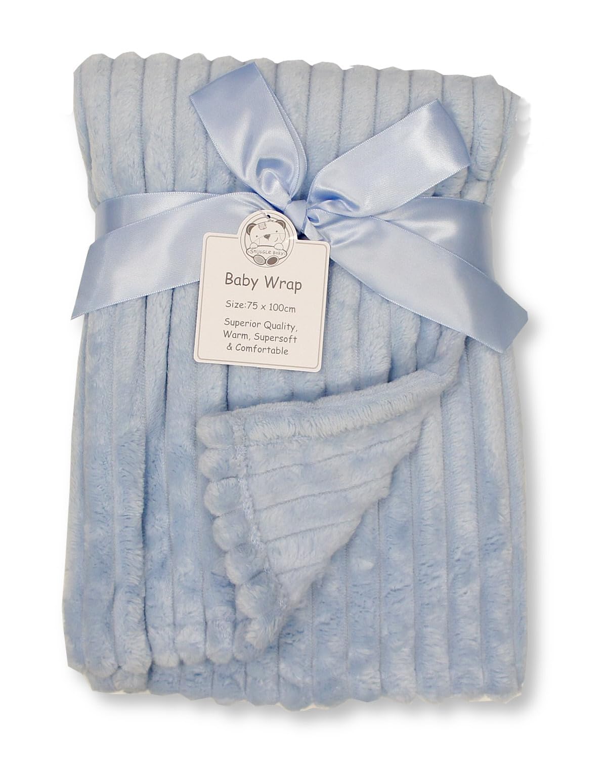 Baby Coral Fleece Wrap Blanket - Stripes (Sky)