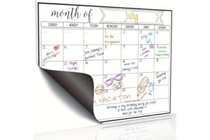 Magnetic Whiteboard Calendar for Fridge – Monthly Dry Erase Planner with Extra‑Large Grid, PET Surface, Strong Magnet Backing