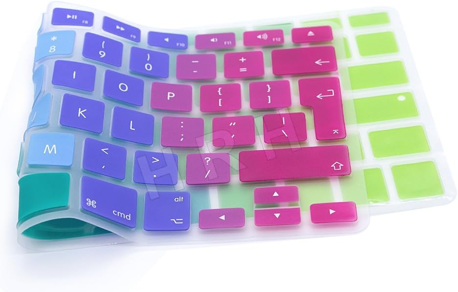 MMDW EU/UK Silicone Keyboard Cover for Macbook Pro 13 Inch,15 Inch (with or without Retina Display,2015 or Older Version) for Macbook Old Air 13 Inch,Rainbow - Image 4