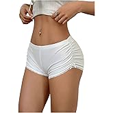 BEAUDRM Women's Sexy Booty Shorts Bow Elastic Waist Coquette Micro Shorts y2k Lace Trim Lounge Sleepwear